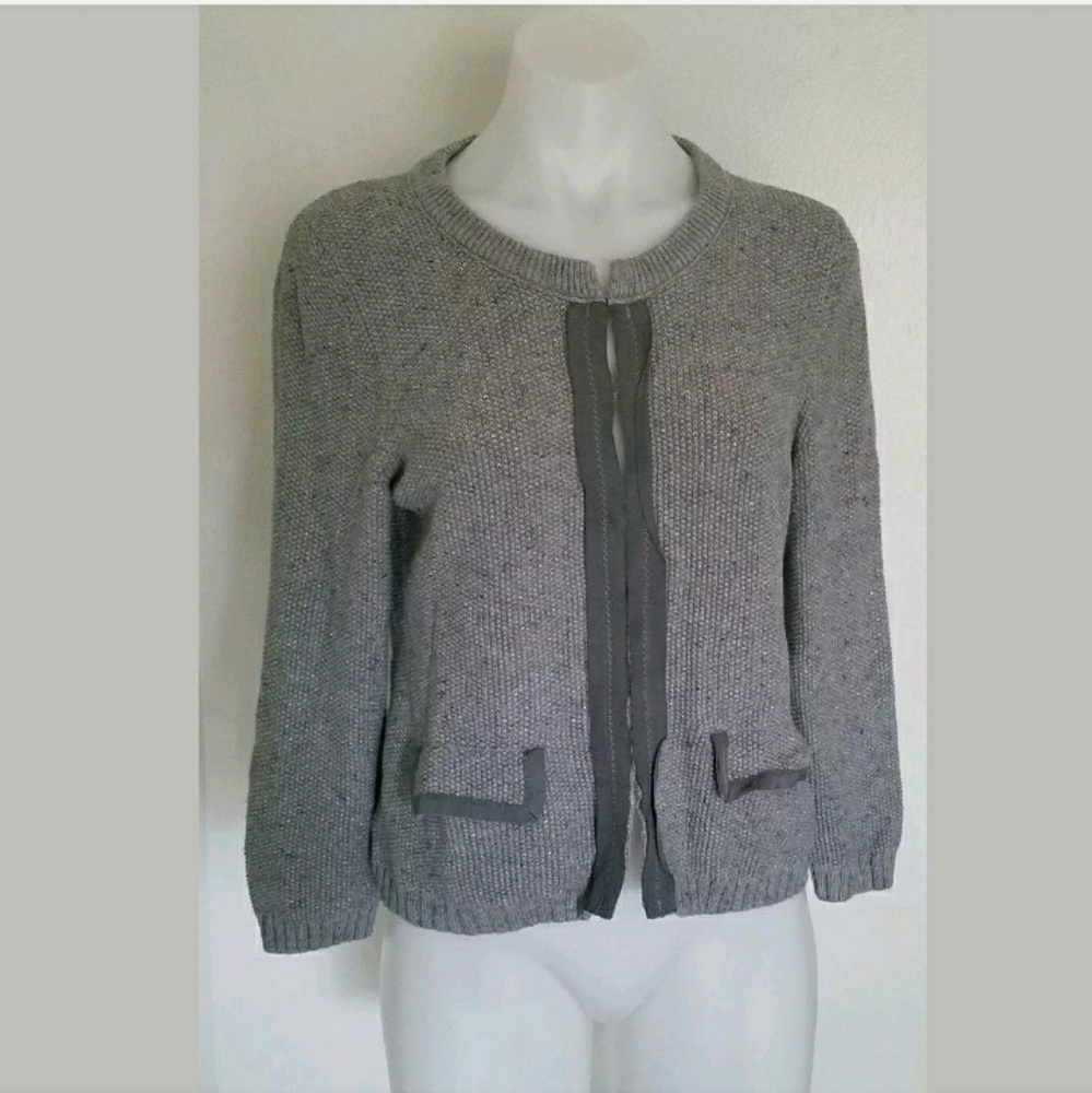 Banana Republic Fitted Cardigan Sweater Gray Sz M
